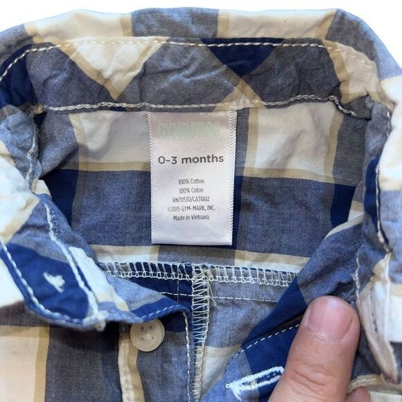 4/$25 Gymboree Blue & White Checkered Baby Romper - Size‎ 0-3 months - Picture 3 of 4